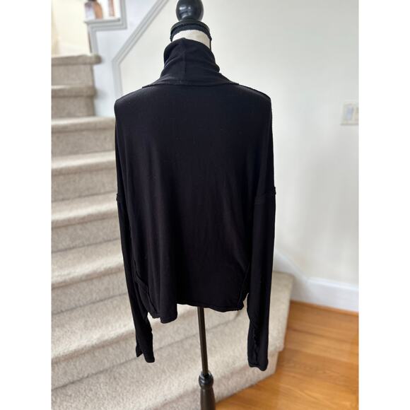 Free People Black Dolman Long Sleeve Oversize Turtleneck Lightweight Shirt - Picture 4 of 7